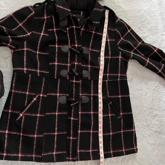 Torrid Red/Black Buffalo Plaid Hooded Toggle Coat Jacket w/ Hood Size 1X 14/16 - Picture 7 of 8